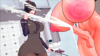 Cartoon sex game with a twist, featuring futanari characters and huge cocks, part 1