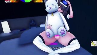 Cartoon sex game with a twist, featuring futanari characters and huge cocks, part 1