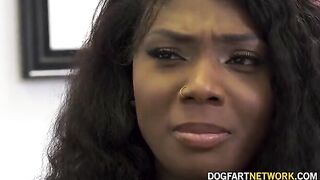 Agency manager Braylin Bailey offers more than a job to Miami Davis in this steamy scene