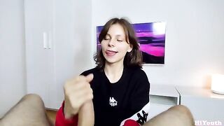 A cute girl has sex with her stepbrother, showcasing her innocence