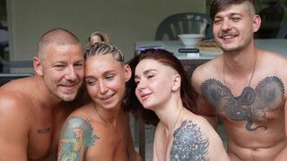 Amateur foursome sex with two couples, OWIAKS and LeoKleo, in real action
