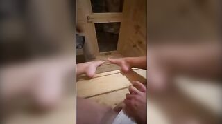 Old guy wanking in sauna, I sucked and swallowed cum