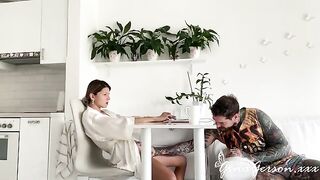 A young elegant girl was fucked hard on the table at her home