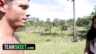 Ebony babe with huge ass gets fucked by a worker