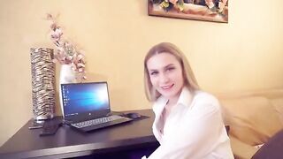 A hot chick fucks with her boss for a raise at work