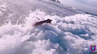 The cute girl was asked to have anal sex on the beach