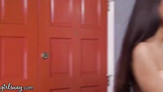 Eliza Ibarra caught with her stepmom in a compromising situation during Girlsway's steamy scene