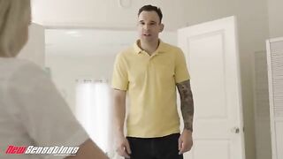 Young schoolgirl Britt Blair seduces her boss father to fuck hard
