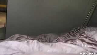 A friend's Caucasian daughter with a huge hairy ass gets fucked on his bed