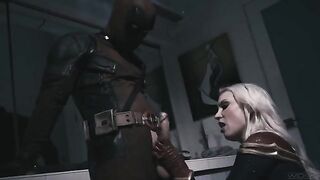 Deadpool fucks the hot Captain Marvel in a steamy parody scene
