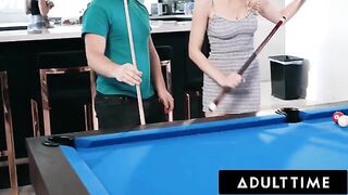 Roommates Paige Owens and Kay Lovely play strip pool with a hot guy and use him as a toy