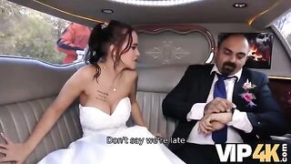 A bride allows her husband to watch her getting her asshole gapped in the limo
