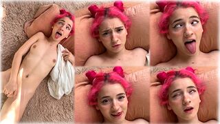 Cute teen plays with her sweet pussy in a sensual solo session