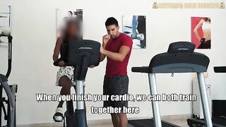 Girl is risking sex in the gym with a stranger, she is very naughty