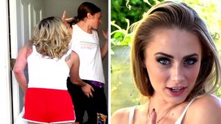 Two girls surprised the delivery guy with a steamy DoorSmash encounter