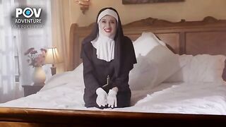 A hot nun in black is waiting for you to adventure in POV