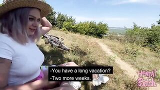 A babe gets fucked outdoors by a stranger in POV style