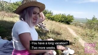 A babe gets fucked outdoors by a stranger in POV style