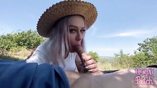 A babe gets fucked outdoors by a stranger in POV style