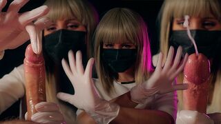 A crazy nurse in rubber gloves brings intense pleasure and a second orgasm
