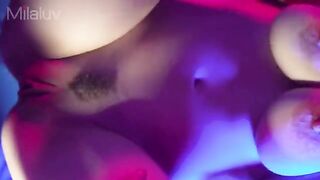 Close up creampie shot with cum inside and outside the pussy