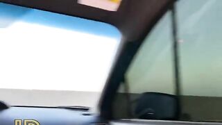 Cute slender girl fucked by a guy in the car in the parking lot