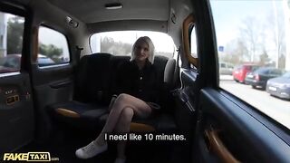 A cute young model in transparent underwear gets her pussy stretched by a thick cock in Fake Taxi