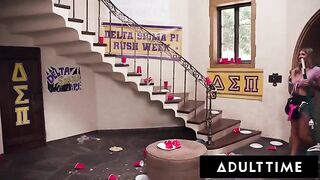 The busty housekeeper gets fucked hard by a group of young guys