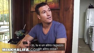 Mia Kahlfia seduces her boyfriend's friend to fuck with them both