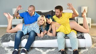 Cute girls get punished and fucked by their stepdads in a taboo roleplay