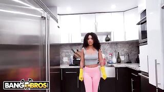A lovely housekeeper, inspired by the stunning "The Lovely Luna," cleans up a big black mess