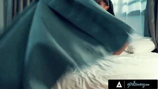 Nuns Alina Lopez and Kendra Spade engage in passionate scissoring before praying for forgiveness