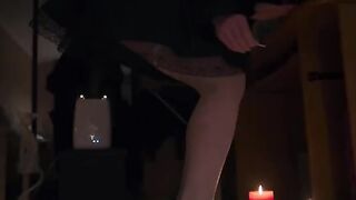 Nylon stockings footjob with white stockings and a hot, messy finish