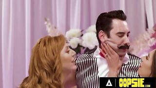 Lauren Phillips and April Olsen play pin the sock on the cock in a steamy threesome