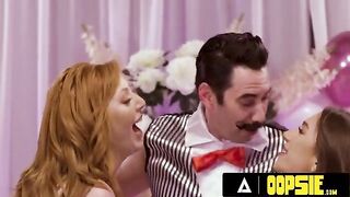 Lauren Phillips and April Olsen play pin the sock on the cock in a steamy threesome