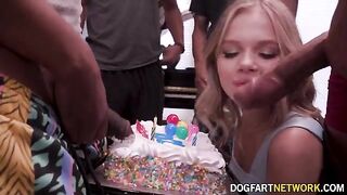 Coco Lovelock received 11 big black cocks for her birthday surprise