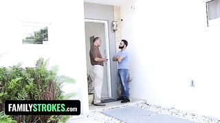 Little slut Claire Black seduced her step uncle and fucked him hard