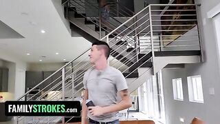 Two step brothers shared Sarah Bella's big natural tits
