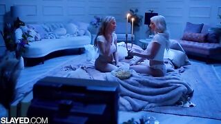 Two voluptuous girls, Skye and Blake, are having fun with each other