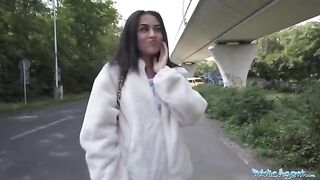 Petite teen almost gets run over by a taxi, gets fucked instead