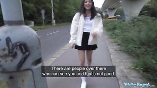 Petite teen almost gets run over by a taxi, gets fucked instead