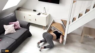 The stepsister is stuck again and the stepbrother takes advantage of her situation to have his way with her