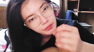 Best cumshot in mouth moments with nerdy girls wearing glasses
