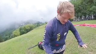 Sexx Sexxx has an intense orgasm while paragliding in the sky, a wild ride