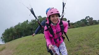 Sexx Sexxx has an intense orgasm while paragliding in the sky, a wild ride