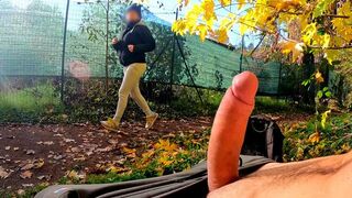 DICKFLASH in the PARK: a slutty MILF gives me a hard titty fuck