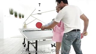 The overconfident blonde babe, Kiara Cole, lost a ping-pong bet