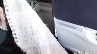 The stewardess with big tits is fucking with a man on the airplane