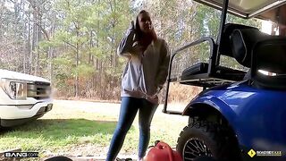 The car broke down, the girl called a tow truck, and got lucky