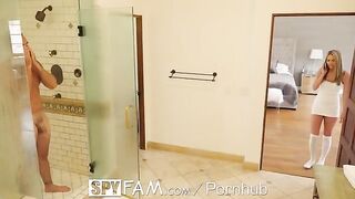 Athena sneaks into the shower with her stepfather in a provocative scene